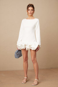 Elodie bubble-skirt mini dress in White