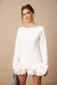 Elodie bubble-skirt mini dress in White