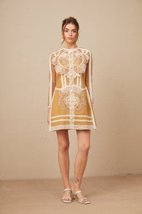 Aurore Cut-out Lace Peplum Mini Dress