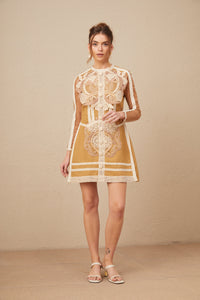 Aurore cut-out lace peplum mini dress