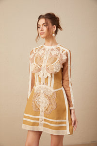 Aurore cut-out lace peplum mini dress