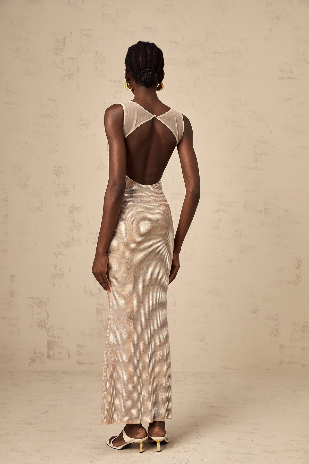 Sophie crystal-embellished open-back maxi dress