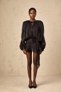 Eugénie Black Fully Pleated Ruffled Mini Dress