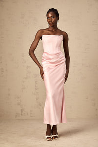 Aurore Pink Off-Shoulder Maxi Dress