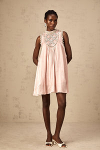 Helena pink embellished pleated mini dress
