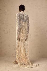 Frederica Champagne Beaded Cape & Gown Matching Set