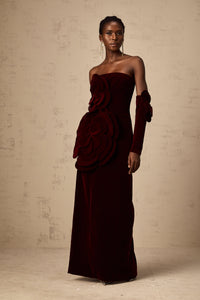 Azura Red Floral Appliqué Maxi Dress