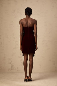 Maïwenn red floral-appliqué velvet mini dress