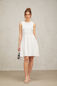 Jasmine white star-pattern knitted mini dress