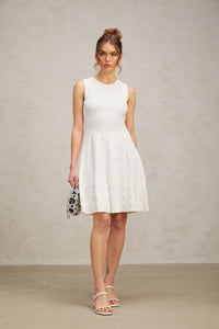 Jasmine white star-pattern knitted mini dress