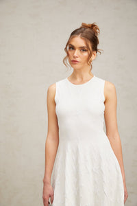 Jasmine white star-pattern knitted mini dress