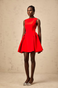 Yulia red sleeveless flared mini dress