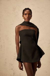 Danaé ribbon-design flared mini dress in Black