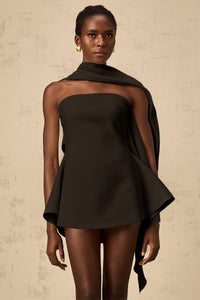 Danaé ribbon-design flared mini dress in Black