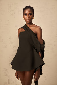 Danaé ribbon-design flared mini dress in Black