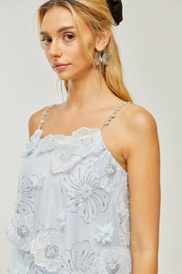 Suzette crystal-embellished floral mini dress