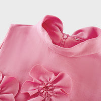 Magali Pink Sleeveless Maxi Dress with Faux Flower & Bow-Tie Embellishment