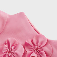 Magali Pink Sleeveless Maxi Dress with Faux Flower & Bow-Tie Embellishment