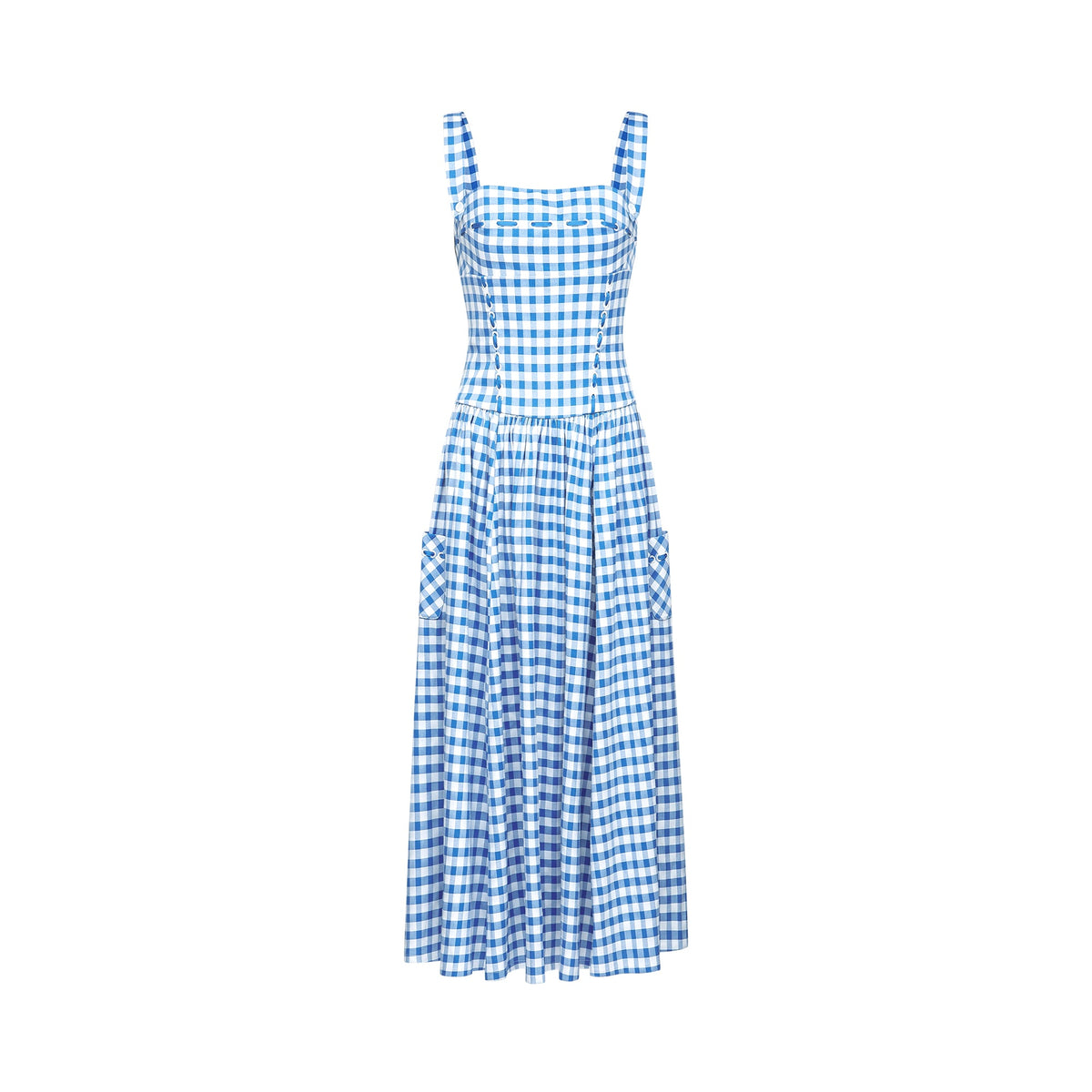 Diane blue gingham midi dress