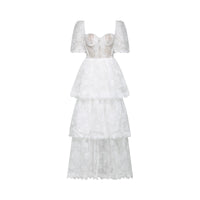 Mélisande white lace tiered maxi dress