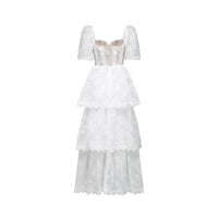 Mélisande white lace tiered maxi dress