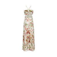 Andréa cut-out floral-print pleated maxi dress
