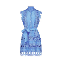 Mireille Blue Cut-out Belted Mini Dress