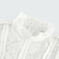Elodiea White Floral Lace Flared Sleeves Midi Dress