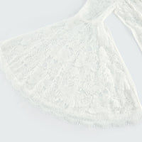 Elodiea White Floral Lace Flared Sleeves Midi Dress