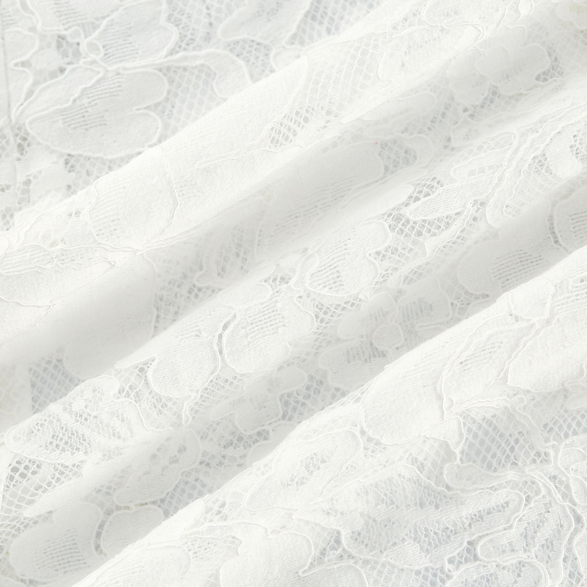 Elodiea White Floral Lace Flared Sleeves Midi Dress