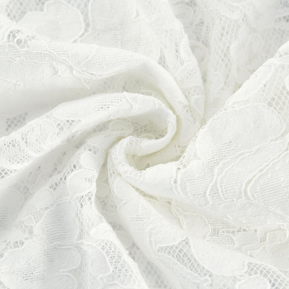 Elodiea White Floral Lace Flared Sleeves Midi Dress
