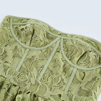 Inès lace floral embroidered cut-out midi dress in Green