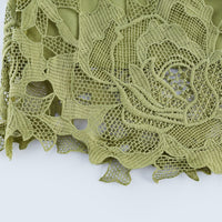 Inès lace floral embroidered cut-out midi dress in Green
