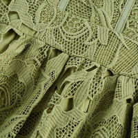 Inès lace floral embroidered cut-out midi dress in Green