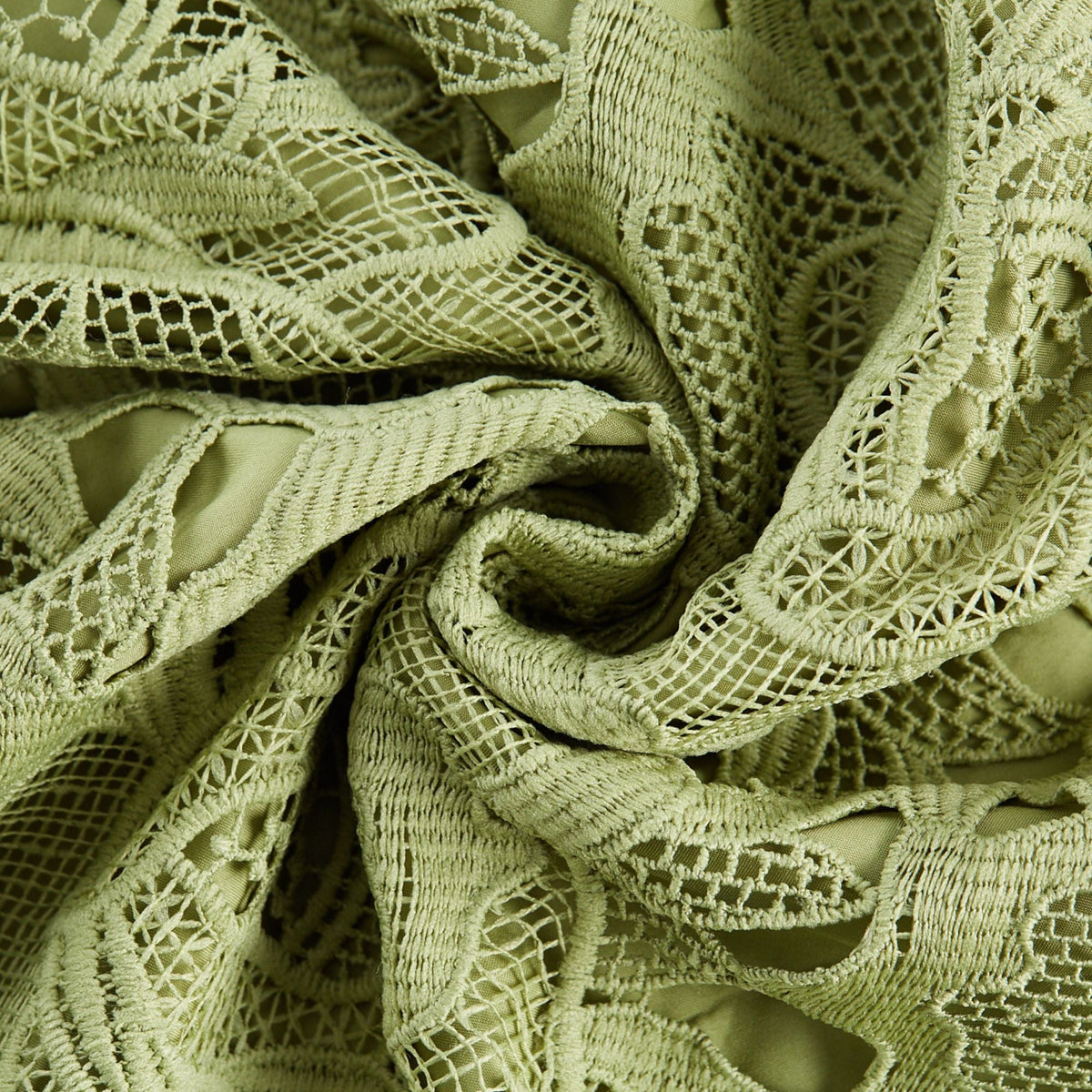 Inès lace floral embroidered cut-out midi dress in Green