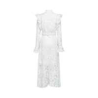 Noémie floral-embroidered midi dress in White