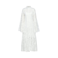 Elodiea White Floral Lace Flared Sleeves Midi Dress