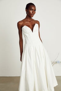 Katherine White Off-Shoulder Corset Midi Dress