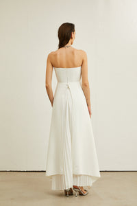 Vanessa white pleated off-shoulder maxi dress