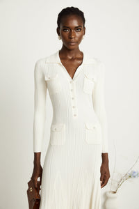 Nouria white mermaid-hem knit midi dress