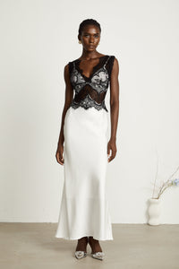 Éléonore Two Tone Lace Detail Maxi Dress