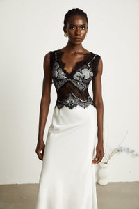 Éléonore Two Tone Lace Detail Maxi Dress