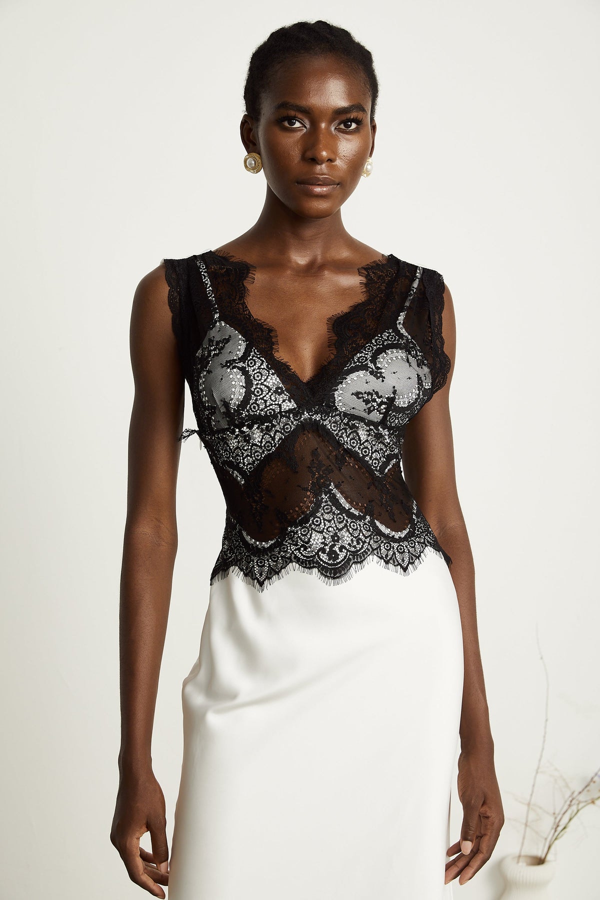 Éléonore Two Tone Lace Detail Maxi Dress