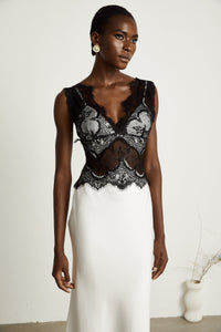 Éléonore Two Tone Lace Detail Maxi Dress