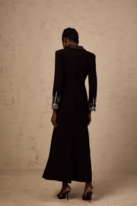 Diane black embellished maxi blazer dress