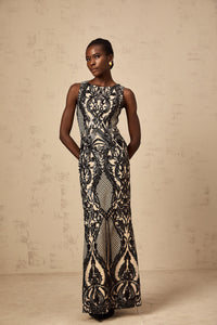 Annie sequin-embellished mesh maxi dress