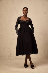 Sidonie black floral-lace top & dress matching set