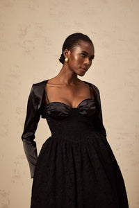 Sidonie black floral-lace top & dress matching set