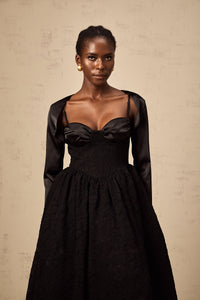 Sidonie black floral-lace top & dress matching set