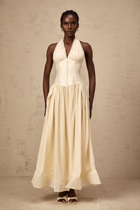 Charlotte halterneck tulle midi dress